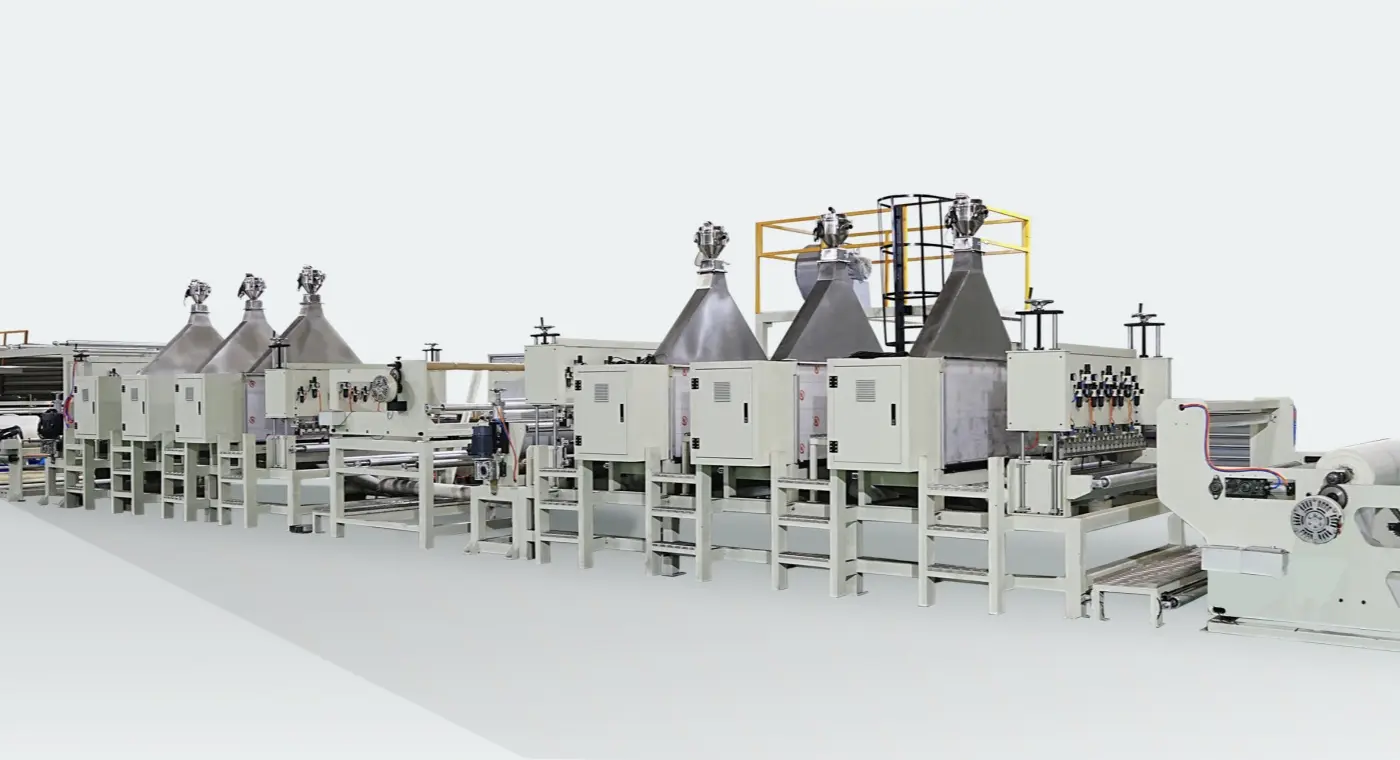 Powder scatter lamination machine for filter materials.jpg